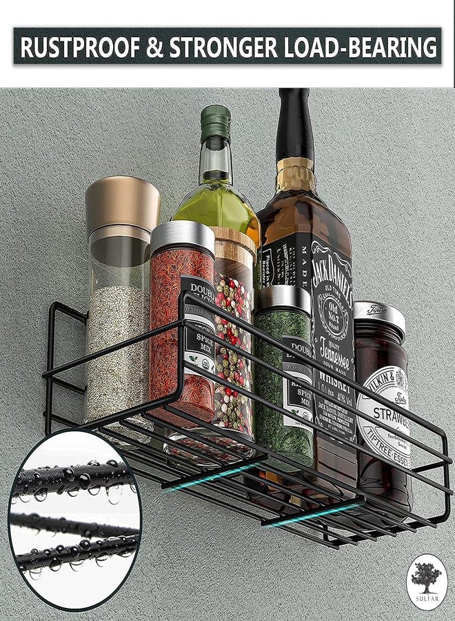 الكبريت رف حمام فولاذي ذاتي اللصق من سولفار - رف متعدد الأغراض، منظم للحمام والمطبخ، إكسسوارات الحمام (أسود) - Image 4